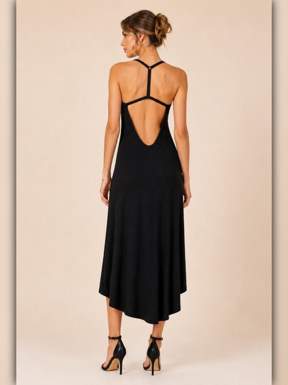 * A136 • Black Hi-Lo Cutout Maxi Dress